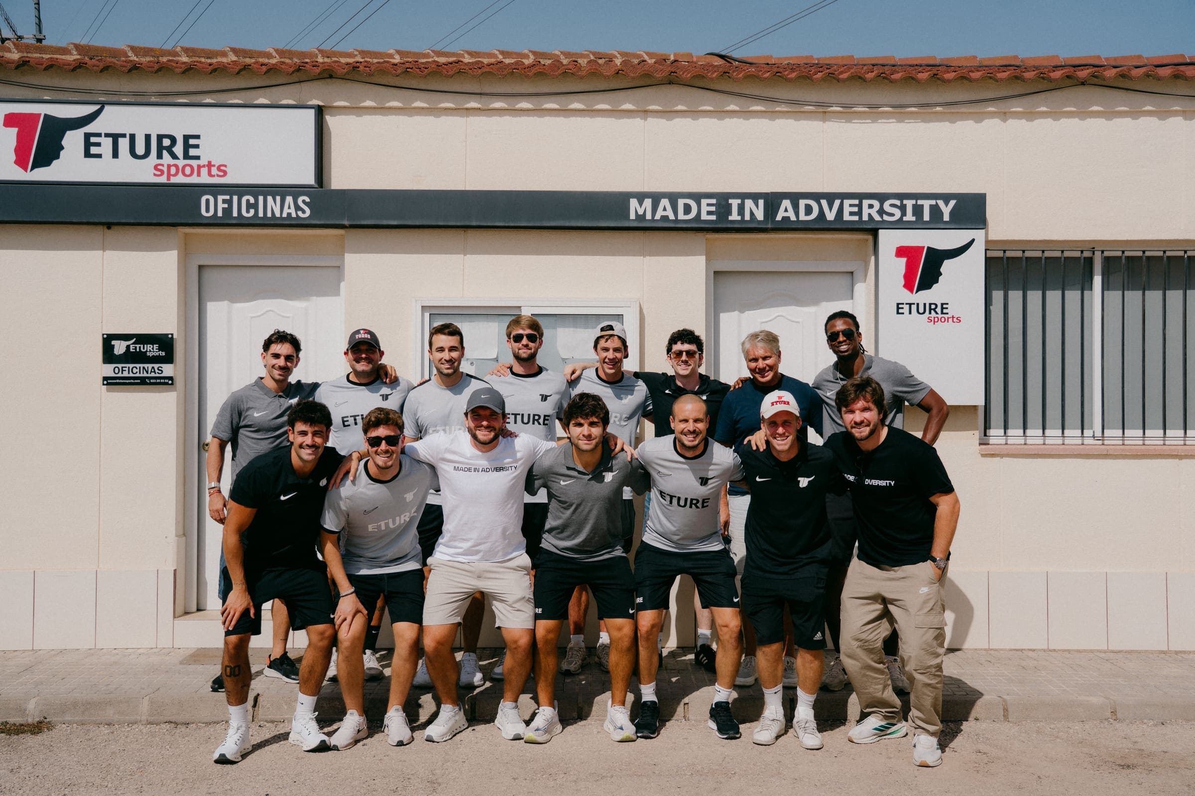 The Eture Sports staff outside the offices in Vinaròs