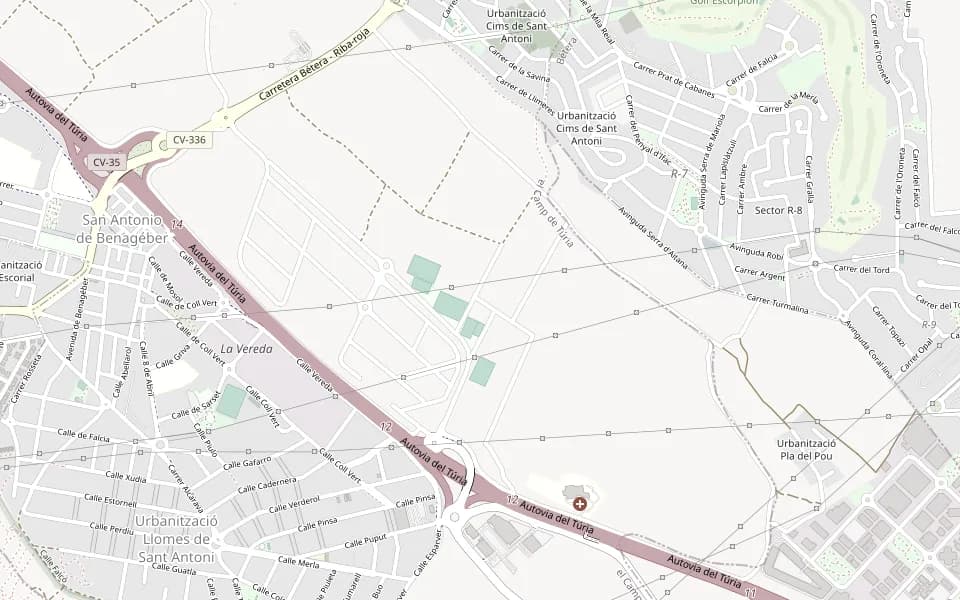 Mapa del campus de Eture Sports en la carretera de Ademúz, al noroeste de Valencia