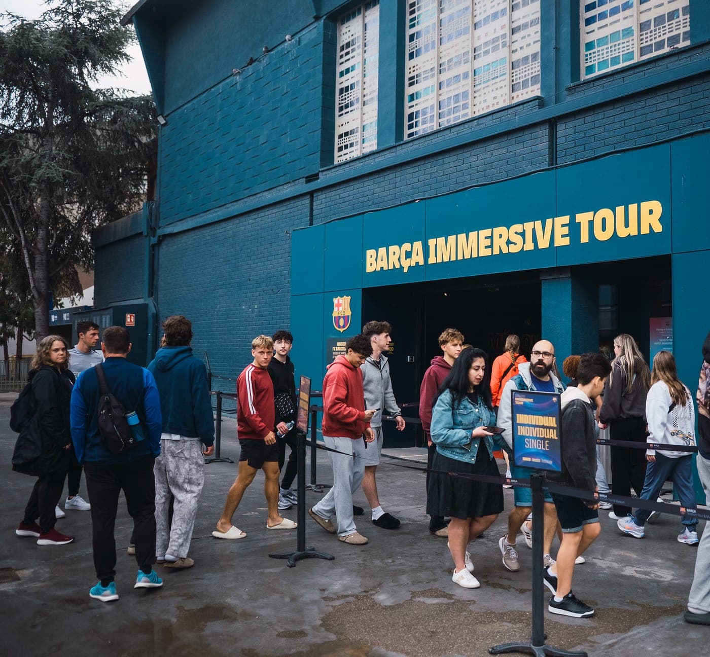 The squad outside the Barça Immersive Tour in Barcelona