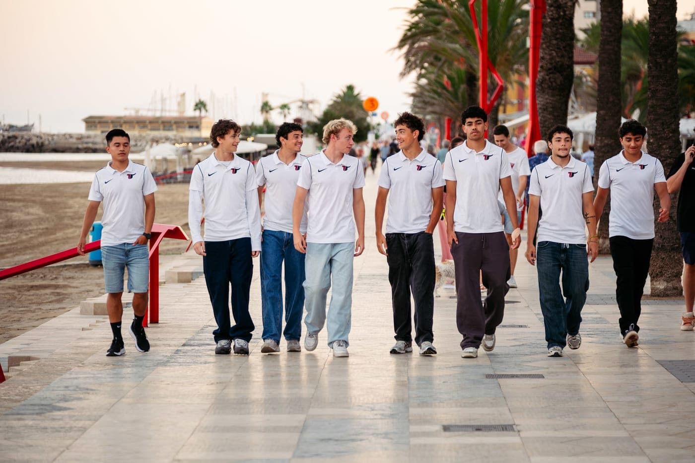The squad walking the Vinaròs seafront